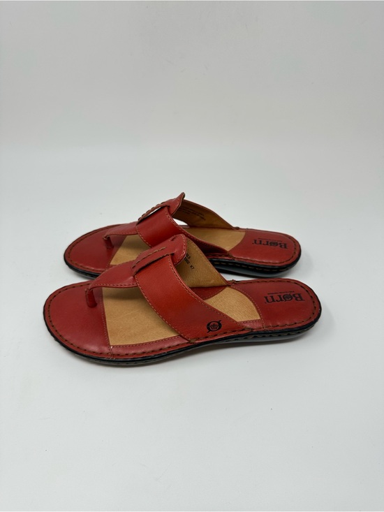 Born Shoes - Born Leather Thong Sandals Toe-Loop Strap Red Women's 9